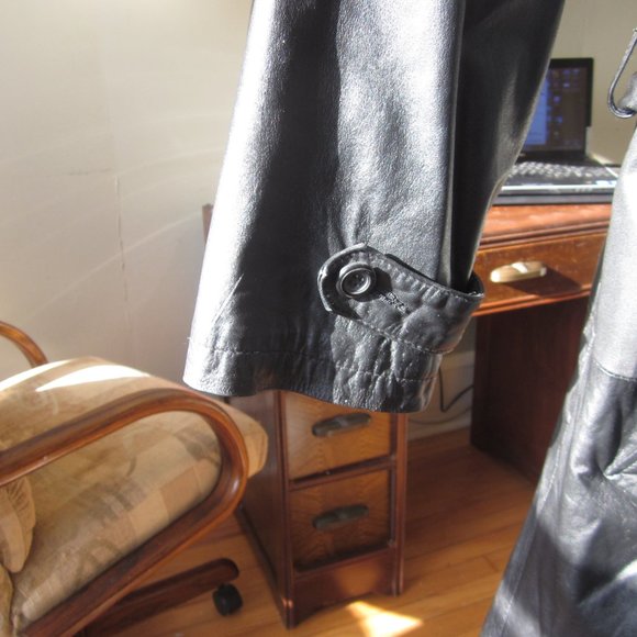 Men's black Leather Coat Sz L - Picture 15 of 15